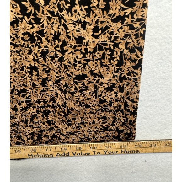 Vintage Dressbarn Small Black & Gold Floral Print Elastic Waist Midi Skirt - Picture 5 of 7